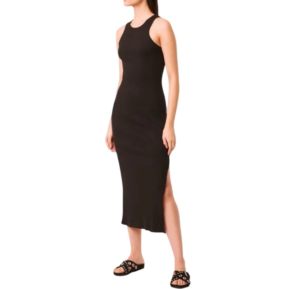 French Connection Black Ribbed Midi Tank‎ Dress